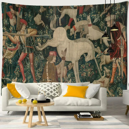 Psychedelic gold peacock cute skeleton tapestry bedroom wall hanging