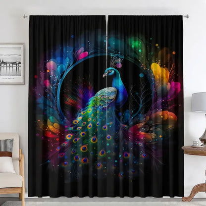 Psychedelic good luck peacock blackout curtains bedroom decor