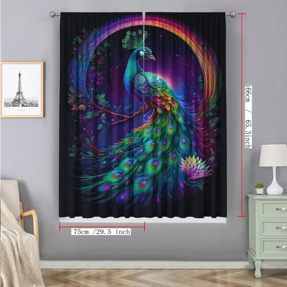 Psychedelic good luck peacock blackout curtains bedroom decor