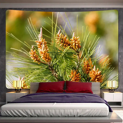 Psychedelic moss green forest view tapestry bedroom wall decor