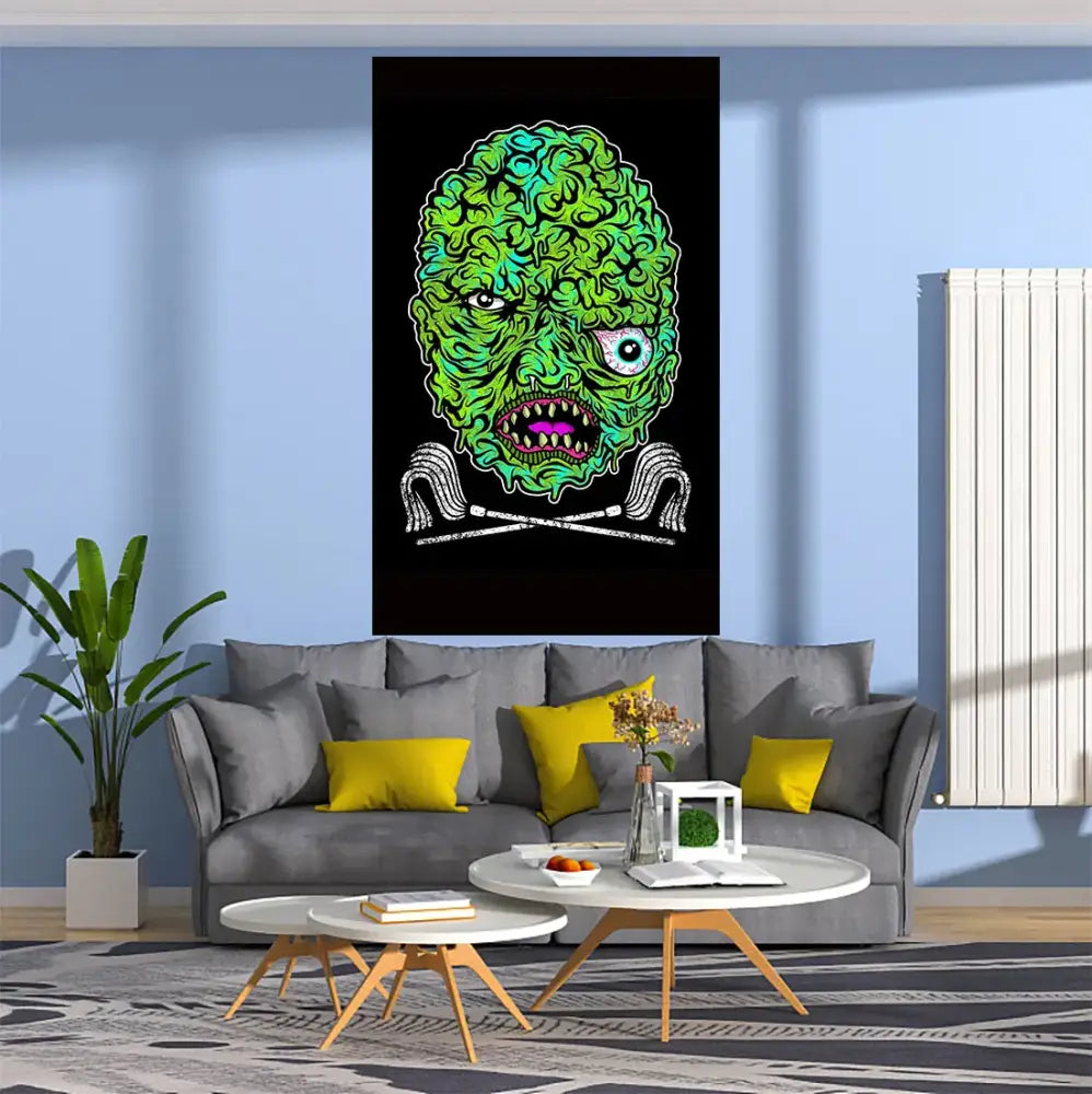 Psychedelic multicolored horror popping art tapestry bedroom decor