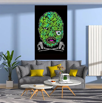 Psychedelic multicolored horror popping art tapestry bedroom decor