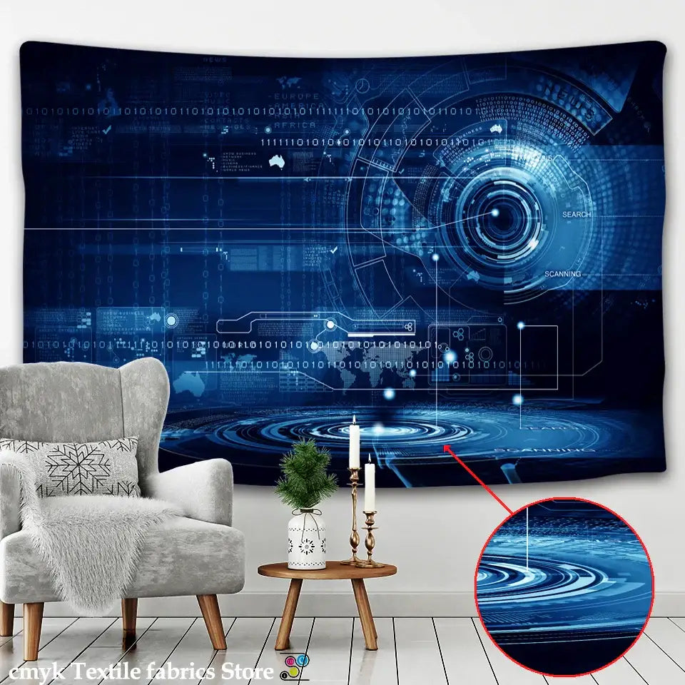 Psychedelic purple and blue galaxy tapestry bedroom wall hanging
