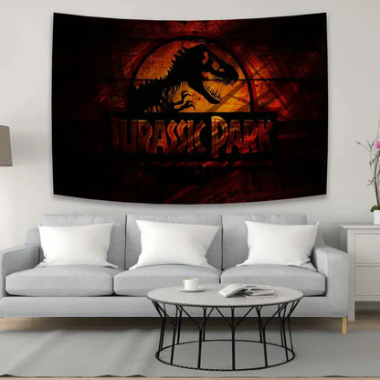 Psychedelic red & blue dinosaur tapestry wall hanging bedroom decor