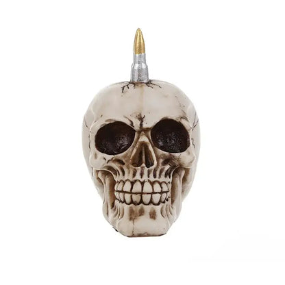 Punk beige resin skull head bullet mohawk living room statue