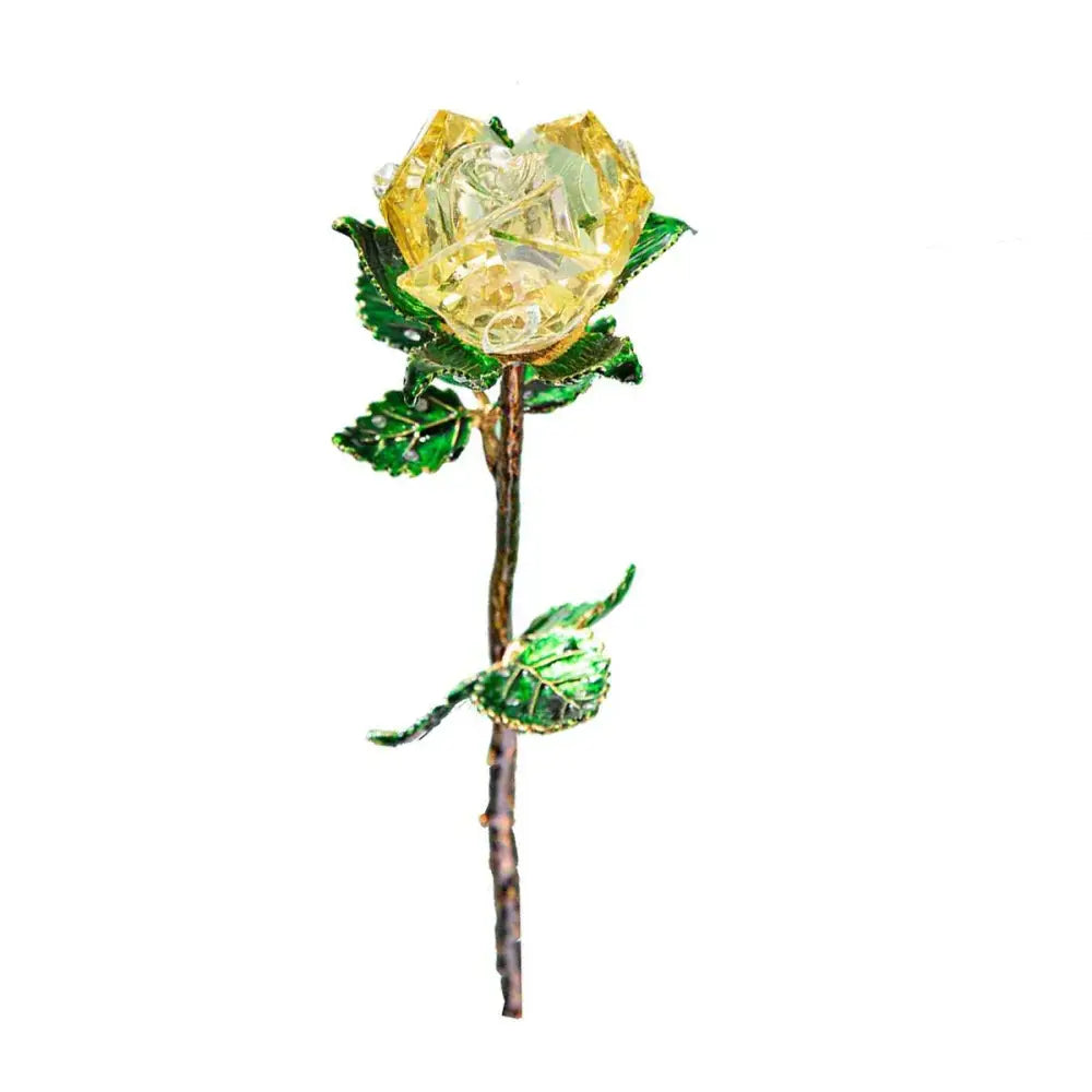 Purple and gold crystal rose figurine living room glass ornament