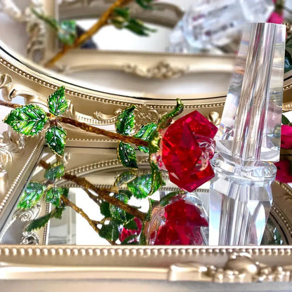Purple and gold crystal rose figurine living room glass ornament