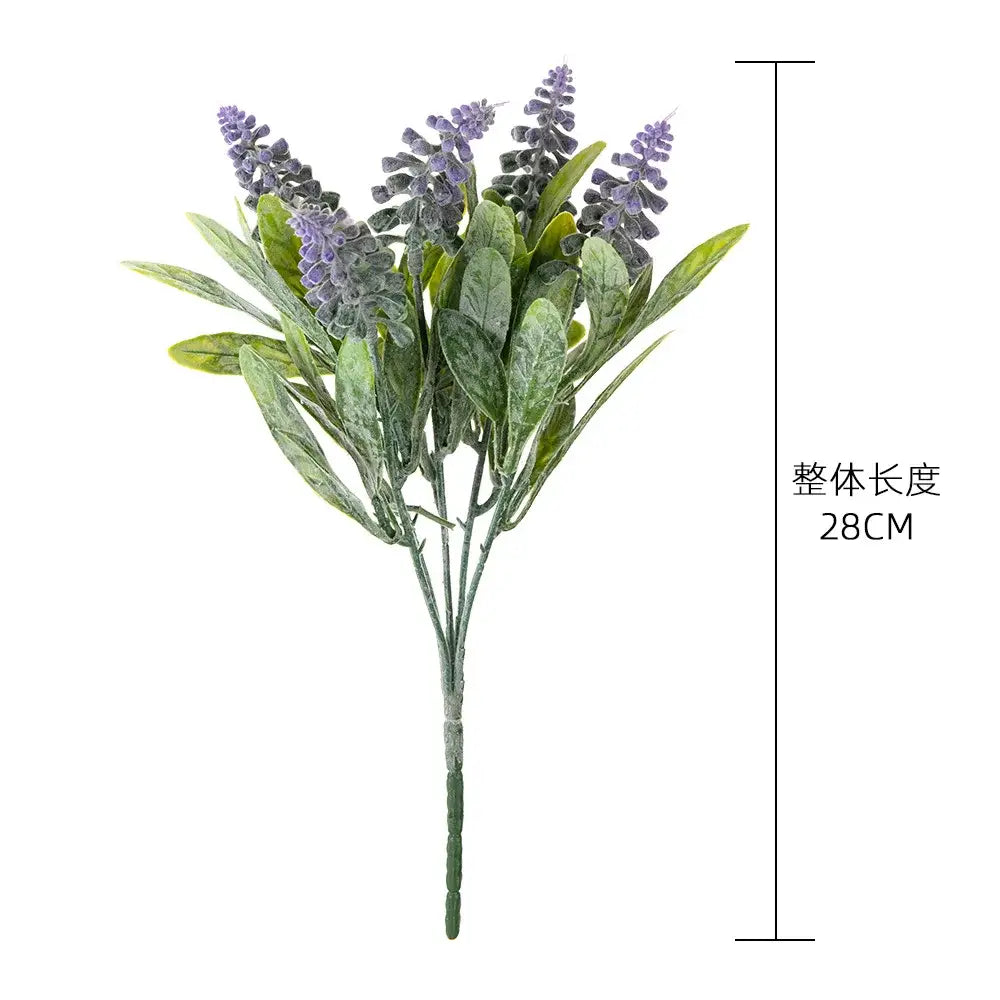 Purple and white lavender fake green plants bouquet wedding decor