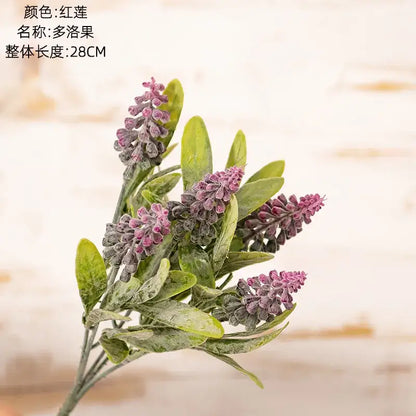 Purple and white lavender fake green plants bouquet wedding decor