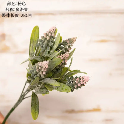 Purple and white lavender fake green plants bouquet wedding decor