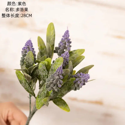 Purple and white lavender fake green plants bouquet wedding decor