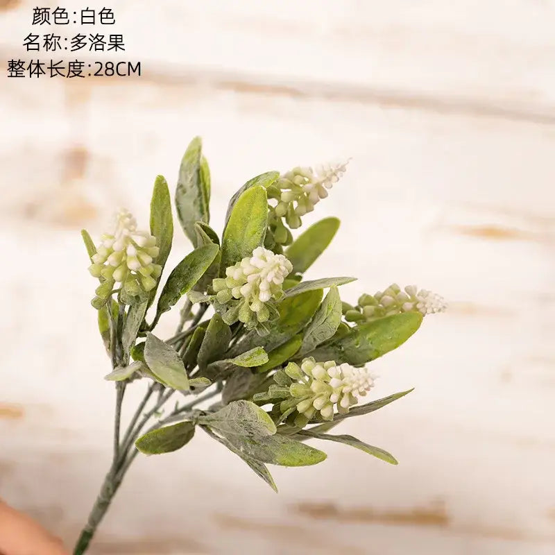 Purple and white lavender fake green plants bouquet wedding decor