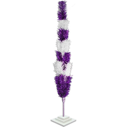 Purple & White Layered Tinsel Christmas Tree