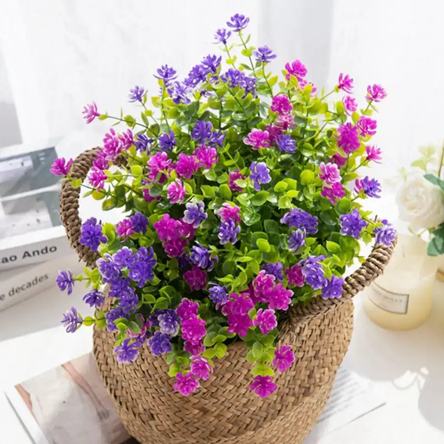 Purple artificial eucalyptus plant – wedding and living room decor