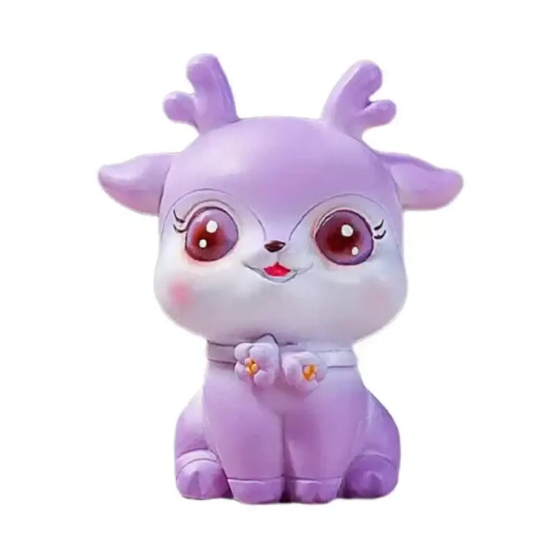 Purple cartoon sika deer resin ornament bedroom decor figurine
