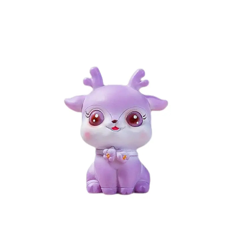 Purple cartoon sika deer resin ornament bedroom decor figurine