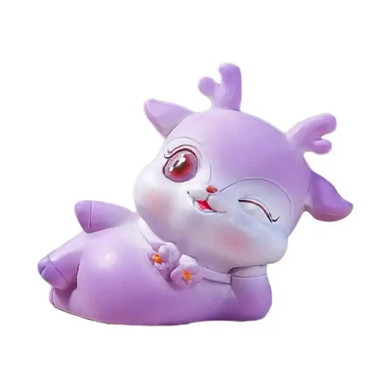Purple cartoon sika deer resin ornament bedroom decor figurine
