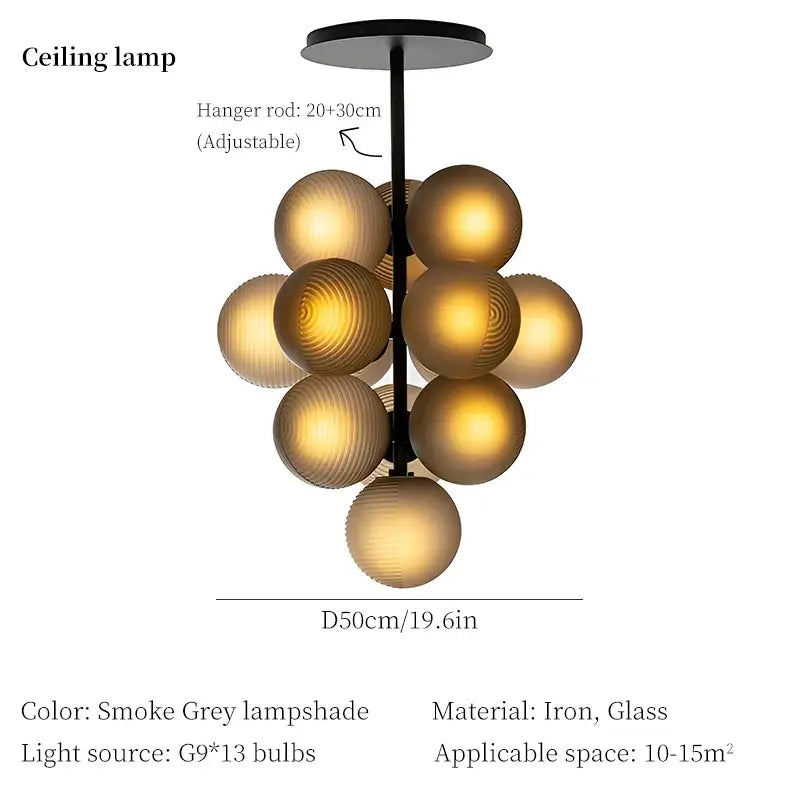 Purple & gray grape chandelier modern living room light