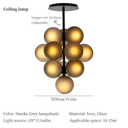 Purple & gray grape chandelier modern living room light