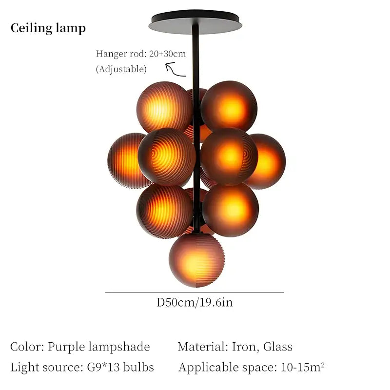Purple & gray grape chandelier modern living room light