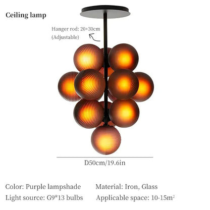 Purple & gray grape chandelier modern living room light