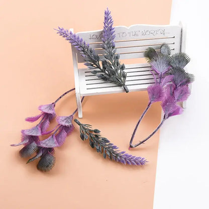 Purple & green 10pcs plastic grass artificial plants living room decor