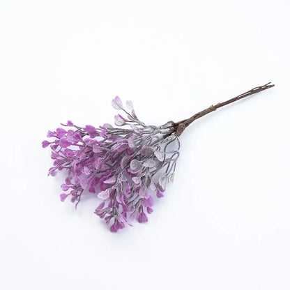Purple & green artificial flower vase living room decor