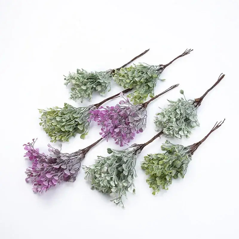 Purple & green artificial flower vase living room decor