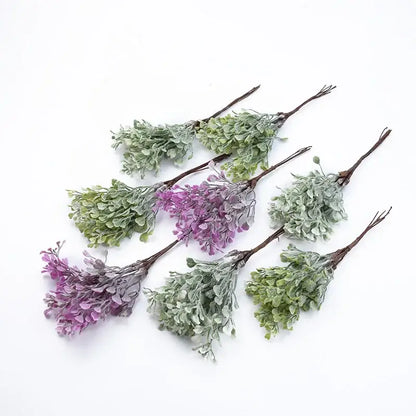 Purple & green artificial flower vase living room decor