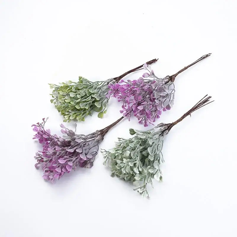 Purple & green artificial flower vase living room decor