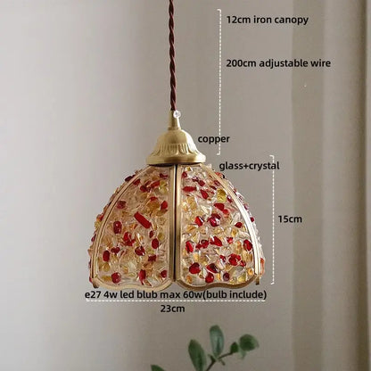 Purple mosaic crystal glass led pendant light living room