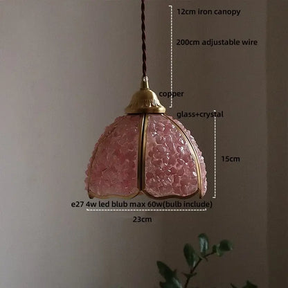 Purple mosaic crystal glass led pendant light living room