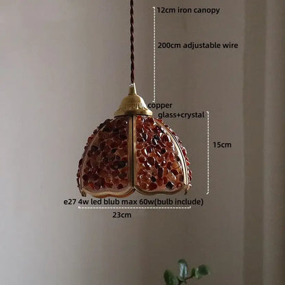 Purple mosaic crystal glass led pendant light living room