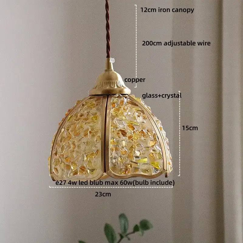 Purple mosaic crystal glass led pendant light living room