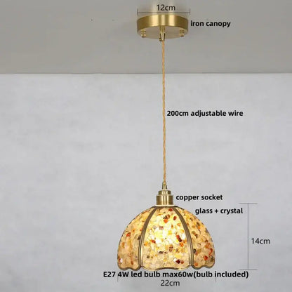 Purple mosaic crystal glass led pendant light living room