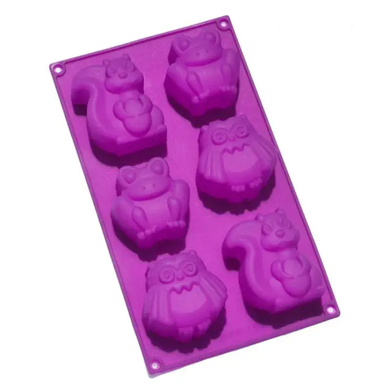 Purple owl cartoon animal silicone cake mould kitchen diy bakeware