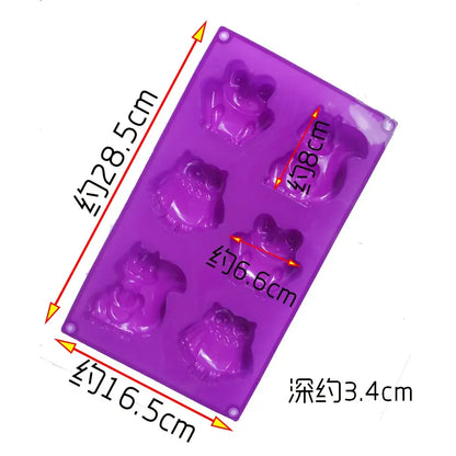 Purple owl cartoon animal silicone cake mould kitchen diy bakeware