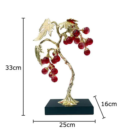 Purple & red crystal grape tree ornaments living room gold vine decor