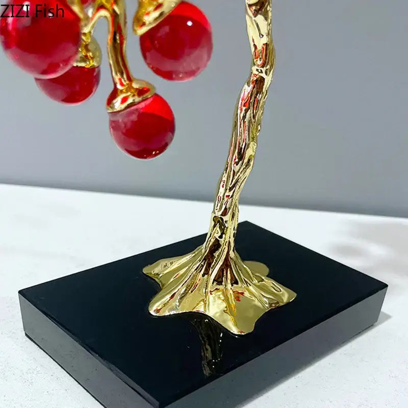 Purple & red crystal grape tree ornaments living room gold vine decor