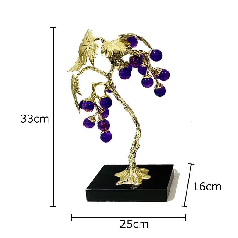 Purple & red crystal grape tree ornaments living room gold vine decor