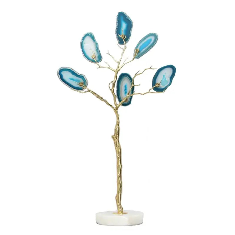 Purple & teal golden agate tree art piece living room decor