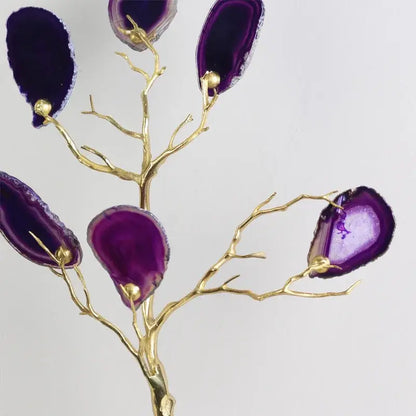 Purple & teal golden agate tree art piece living room decor
