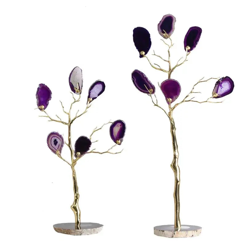 Purple & teal golden agate tree art piece living room decor