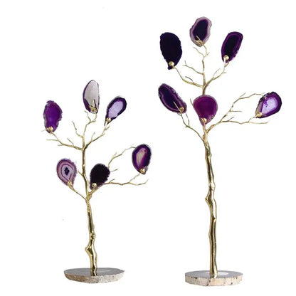 Purple & teal golden agate tree art piece living room decor
