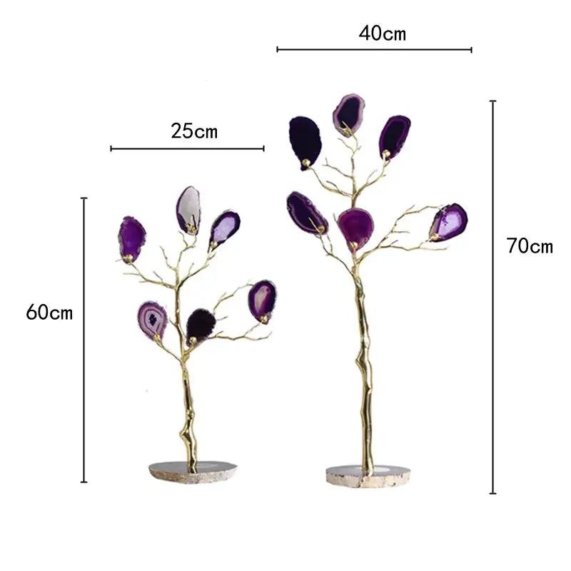 Purple & teal golden agate tree art piece living room decor