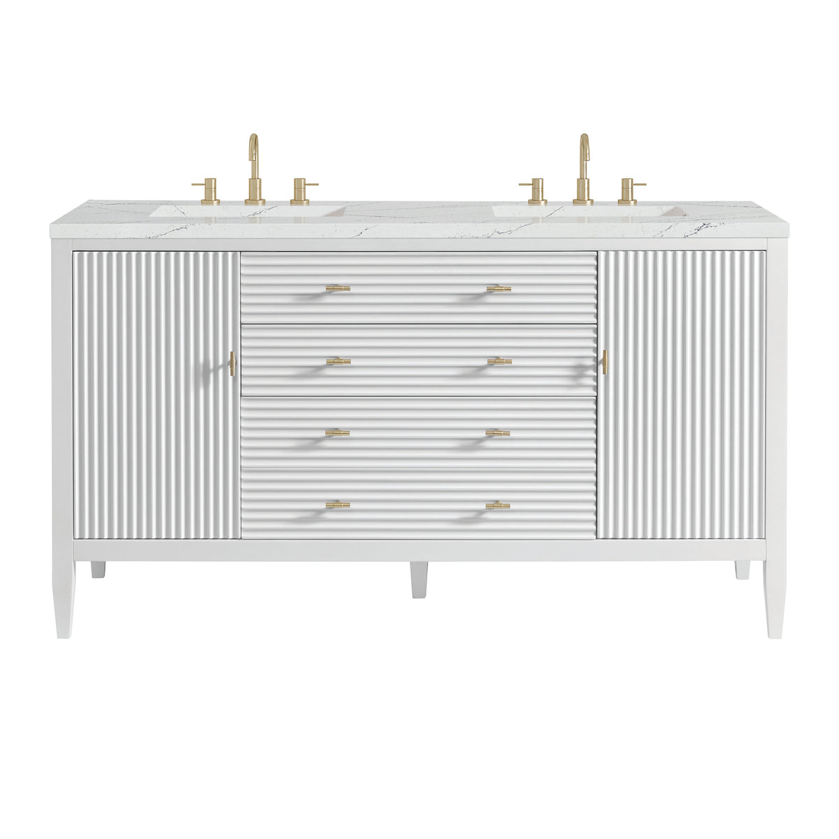 James Martin Myrrin 60" Double Bathroom Vanity, Bright White