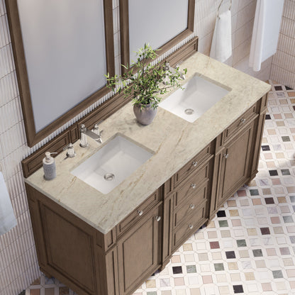 James Martin Bristol 60" Double Bathroom Vanity, Whitewashed Walnut