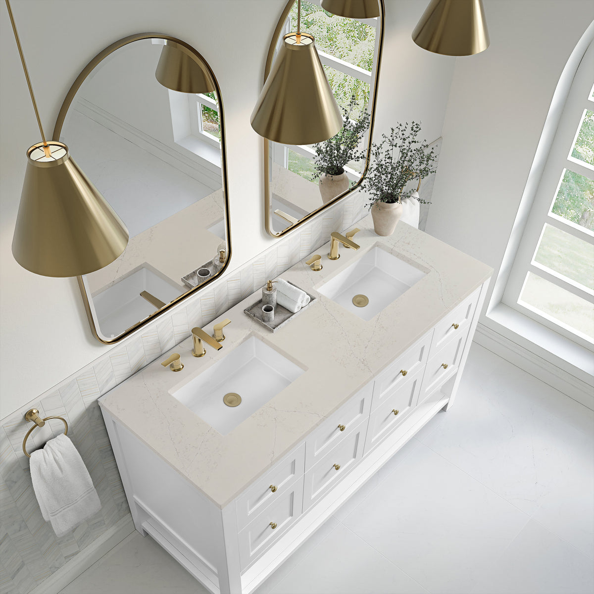 James Martin Breckenridge 60" Double Bathroom Vanity, Bright White