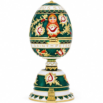 Enameled Nesting Doll Easter Egg Figurine