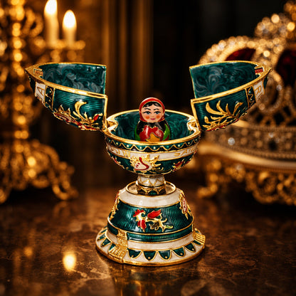 Enameled Nesting Doll Easter Egg Figurine